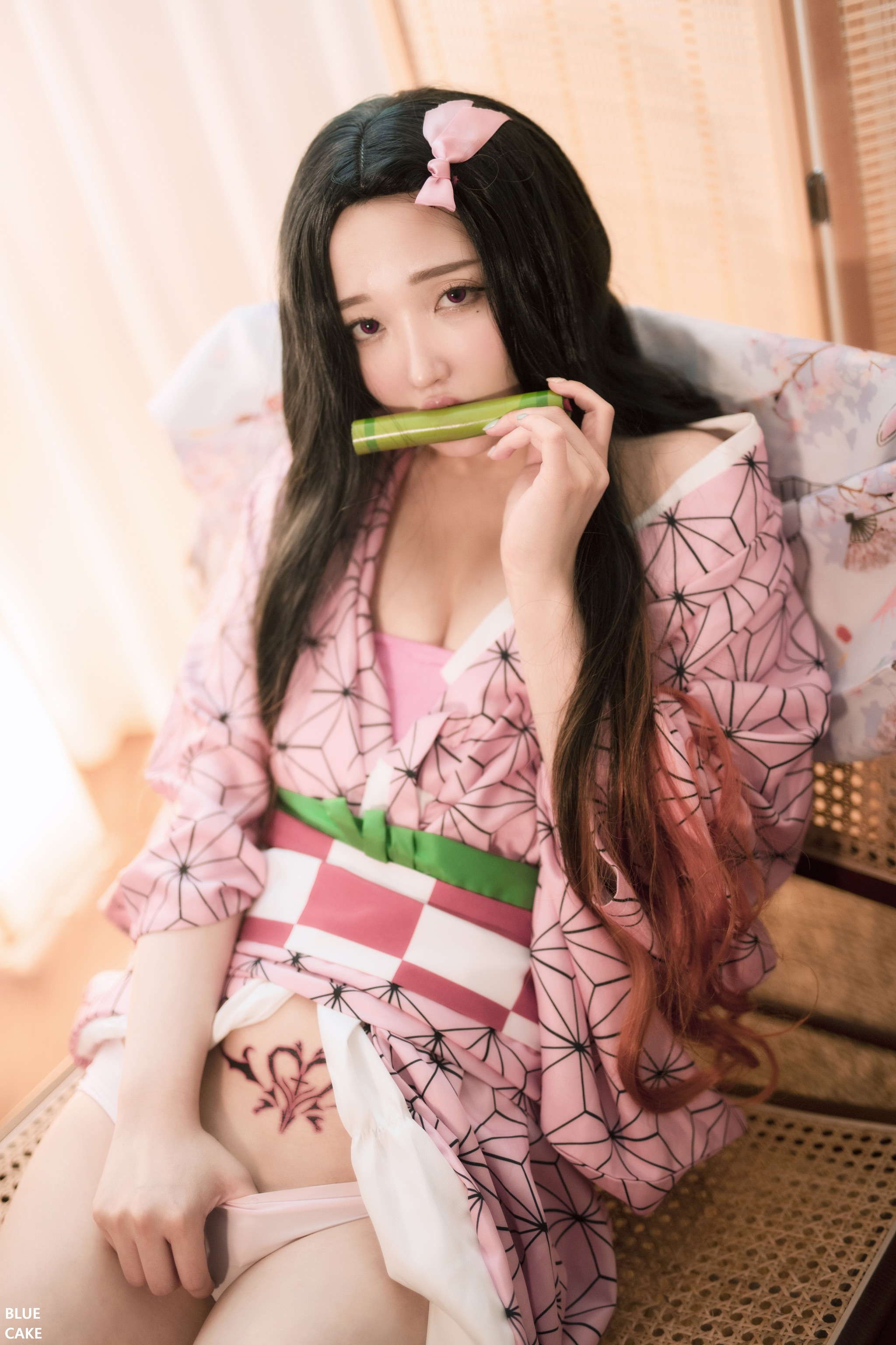 图片[1]-【022】孫樂樂 BLUECAKE Pink Oni [100P]-XikXak